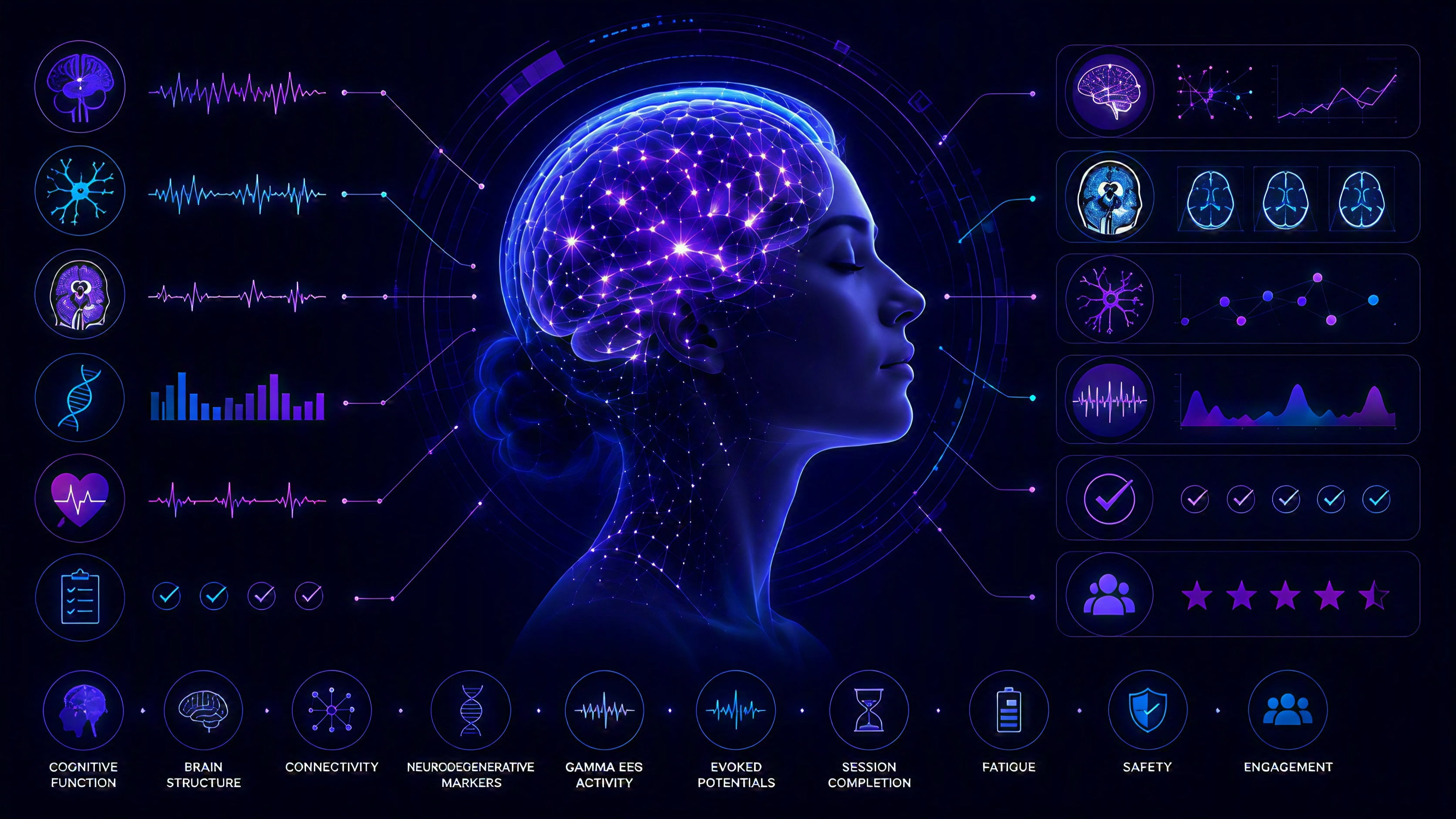 Measurable brain-health signals and objective outcome model